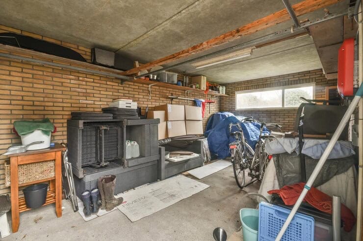 a cluttered garage